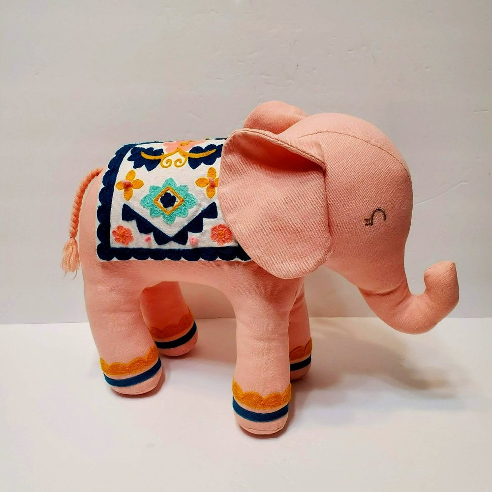 Pillowfort Pink Elephant Throw Pillow, Embroidered Plush Animal, Gently Used